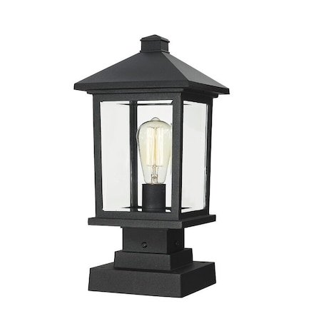 Z-Lite Portland 1 Light Outdoor Pier Mount Light, Black & Clear Beveled 531PHMS-SQPM-BK
